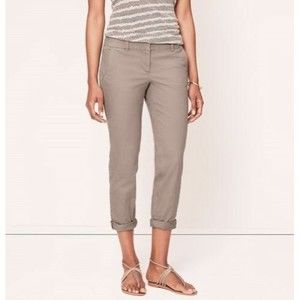 ANN TAYLOR LOFT Women Size 0 GRAY Crop Pants Chino Curvy Stretch / NEW